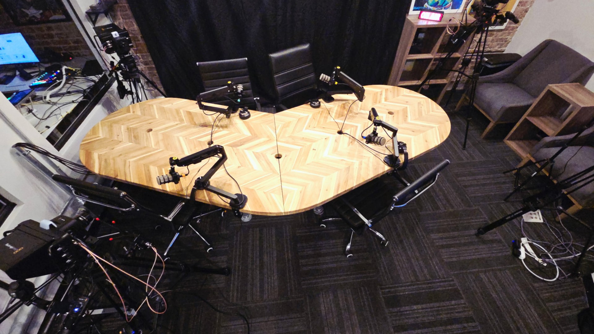 Podcast table overhead